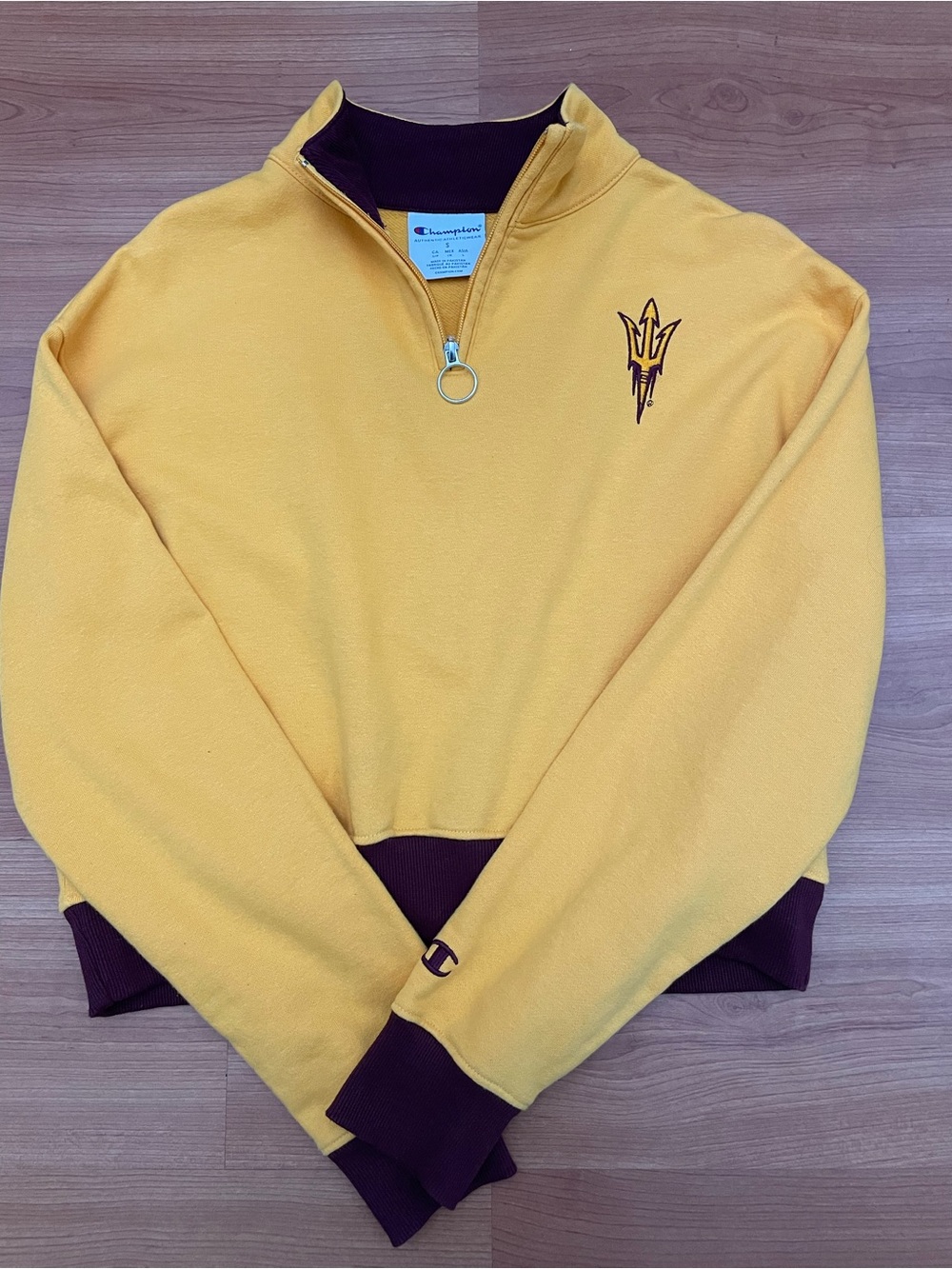 Champion Women’s GoldQuarter-Zip Pullover with Maroon Trim